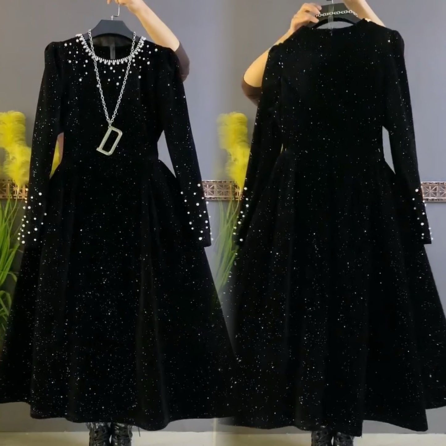 Sparkling beaded velvet dress