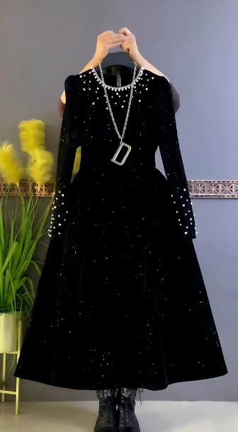 Sparkling beaded velvet dress