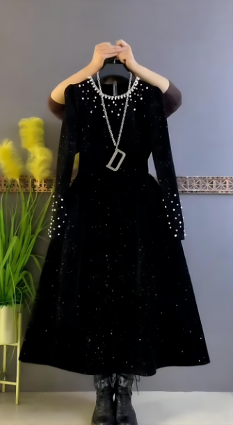 Sparkling beaded velvet dress