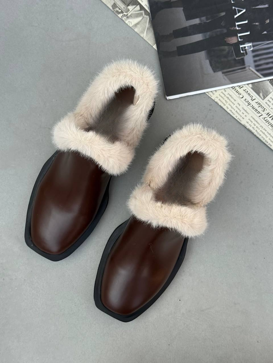 Women's Fleece-Lined Leather Slip-On Comfortable Shoes