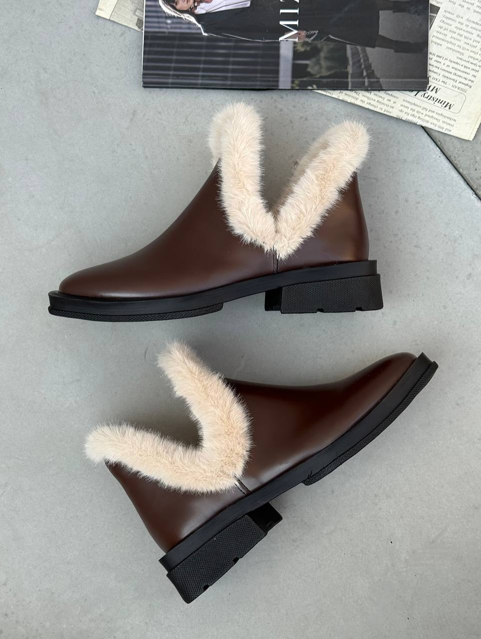 Women's Fleece-Lined Leather Slip-On Comfortable Shoes