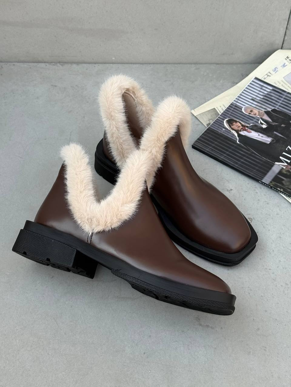 Women's Fleece-Lined Leather Slip-On Comfortable Shoes