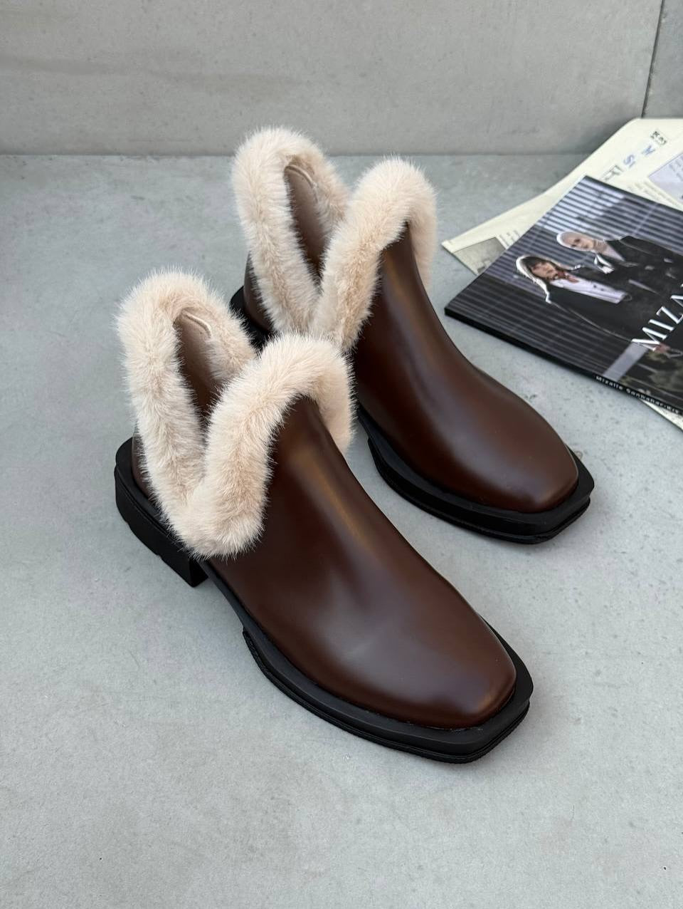 Women's Fleece-Lined Leather Slip-On Comfortable Shoes