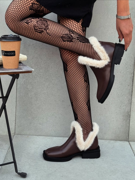 Women's Fleece-Lined Leather Slip-On Comfortable Shoes