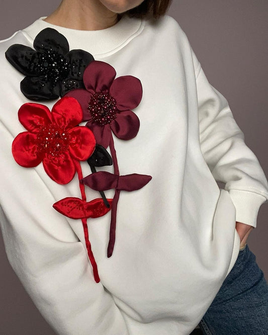Women's 3D Floral Long Sleeve Top