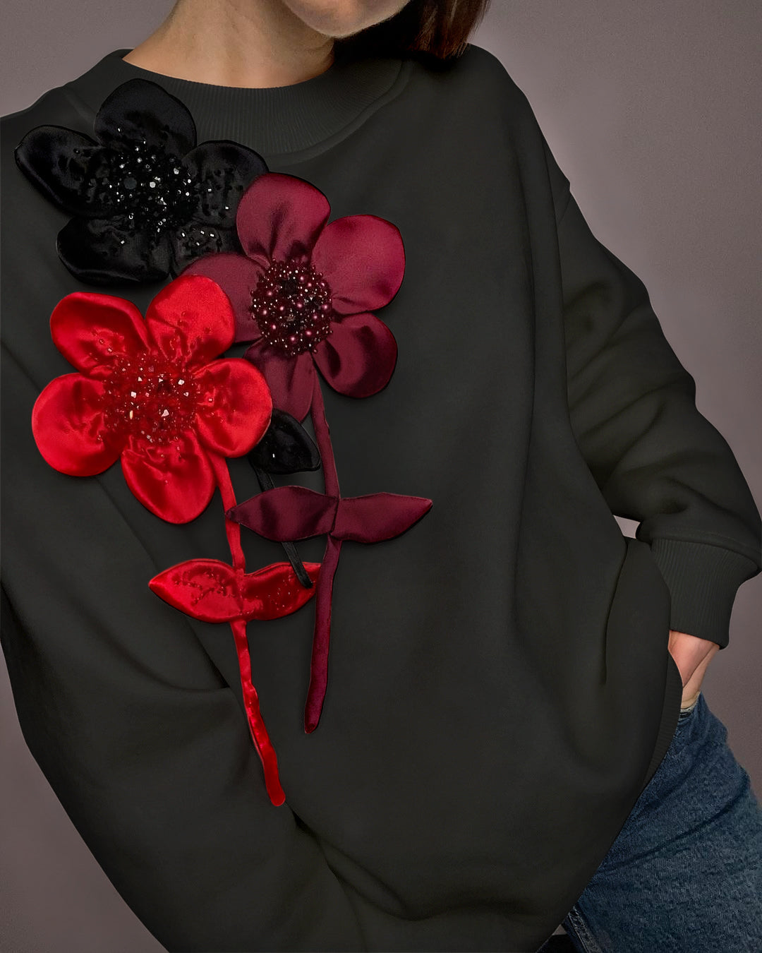 Women's 3D Floral Long Sleeve Top