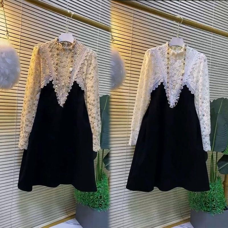 Elegant lace patchwork dress