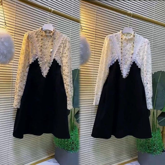Elegant lace patchwork dress