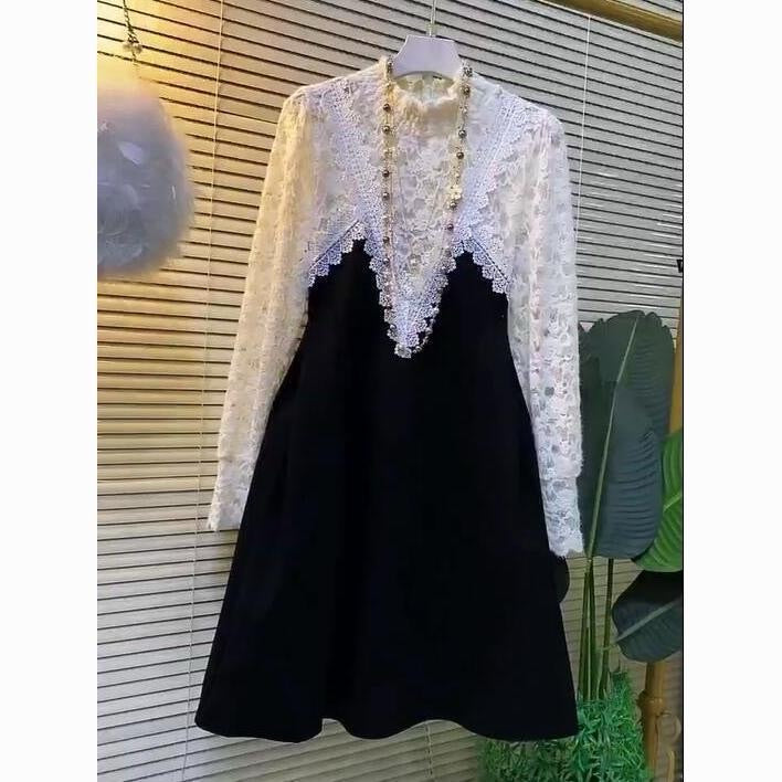 Elegant lace patchwork dress