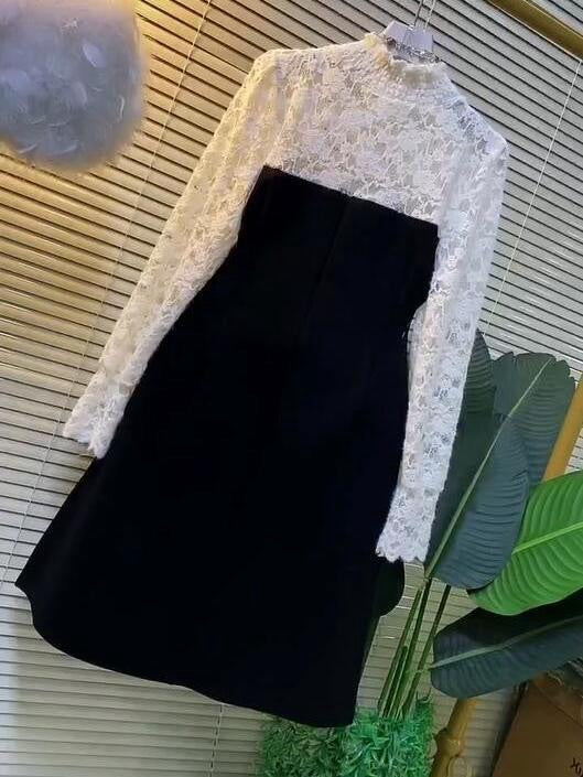 Elegant lace patchwork dress