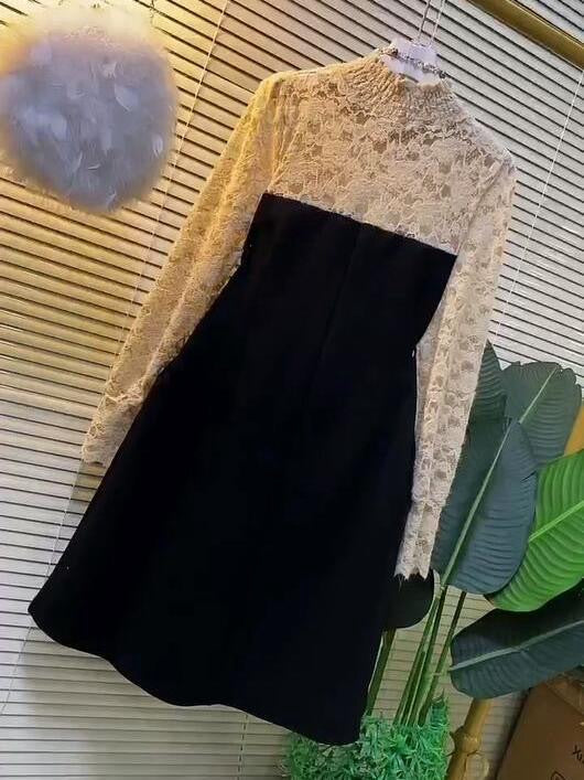 Elegant lace patchwork dress
