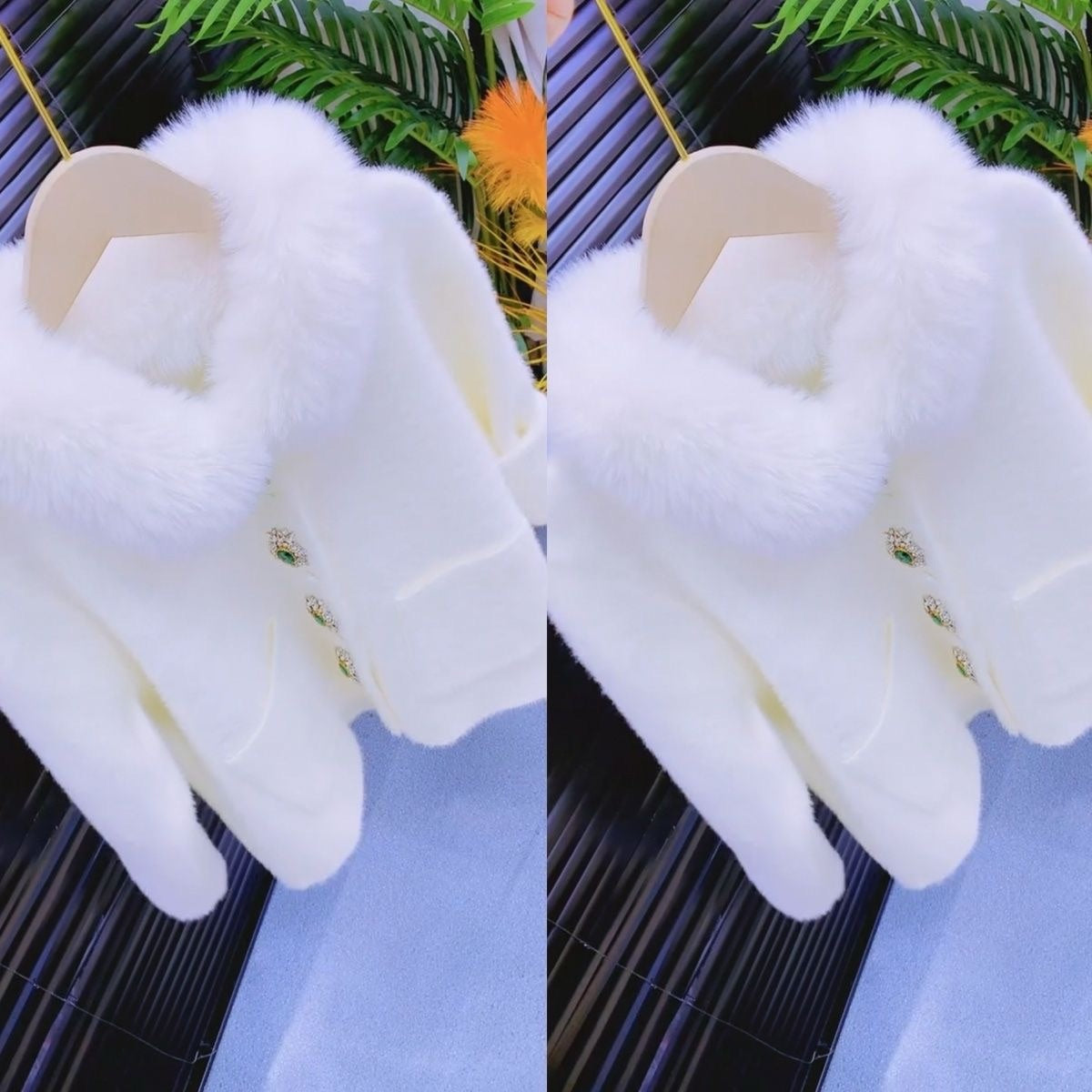 Luxury faux mink fur top