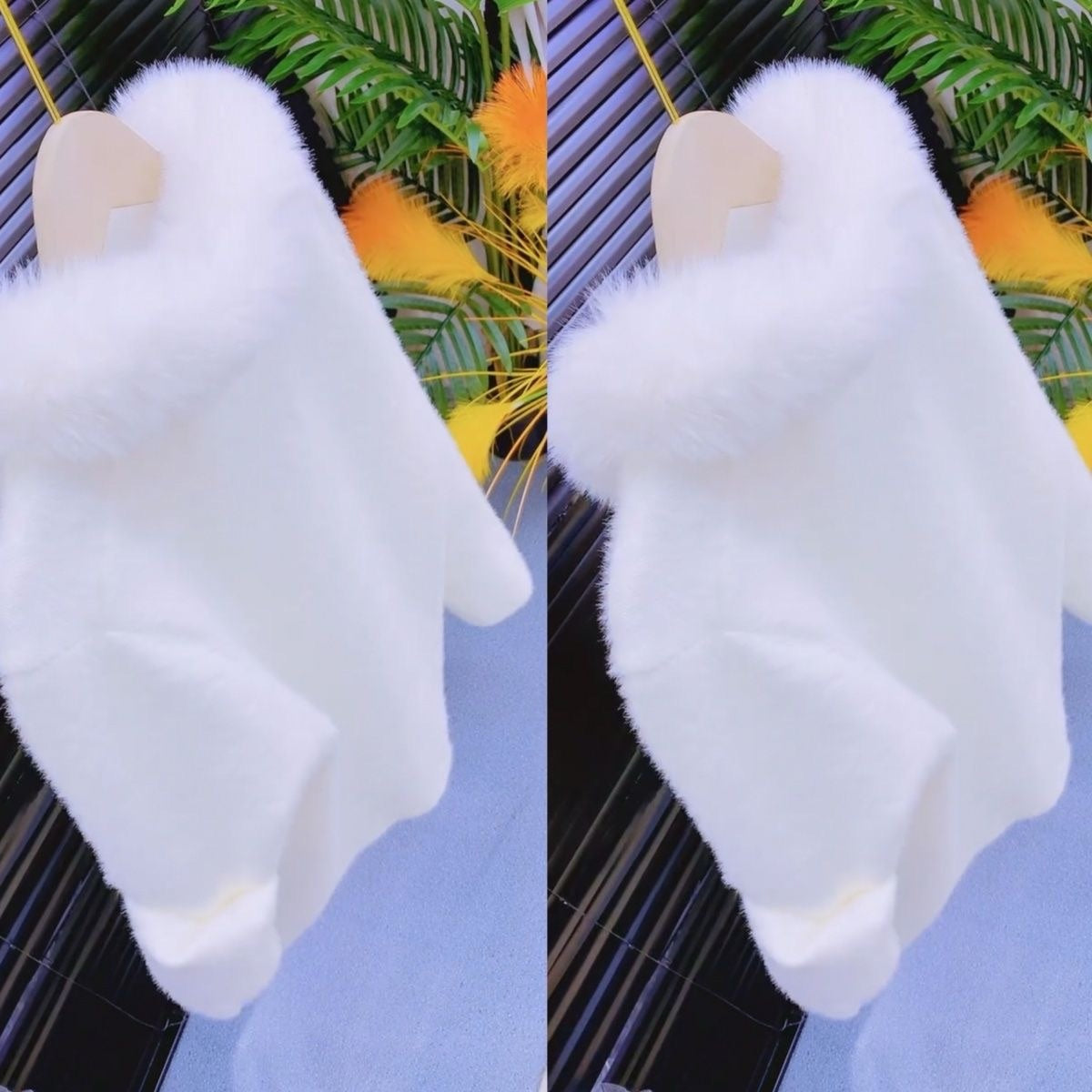 Luxury faux mink fur top