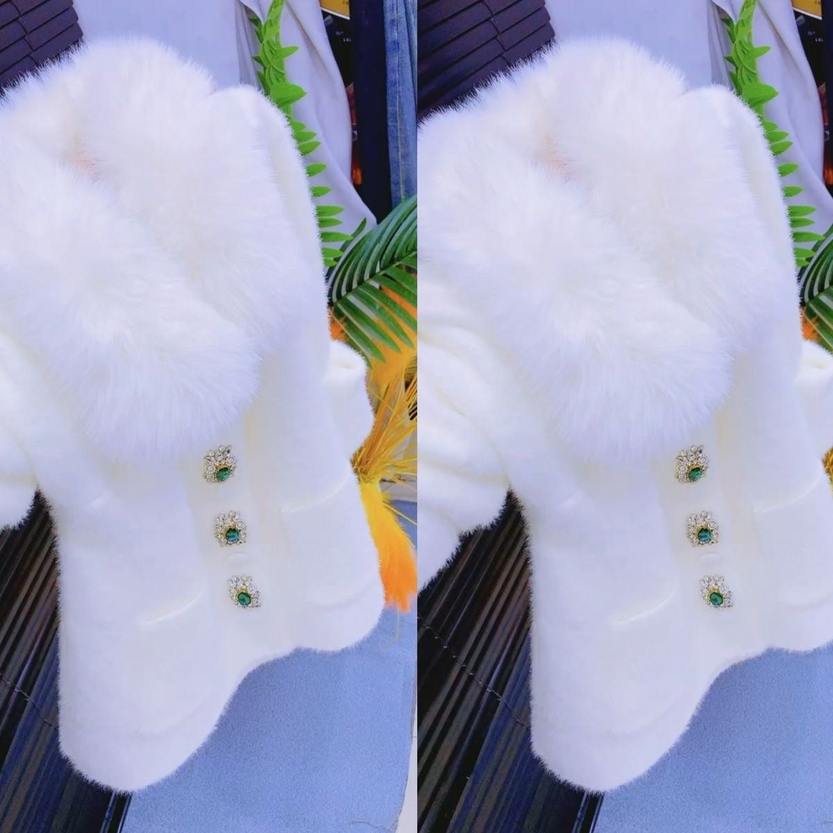 Luxury faux mink fur top