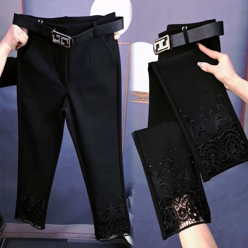 Black lace stretch comfortable pants