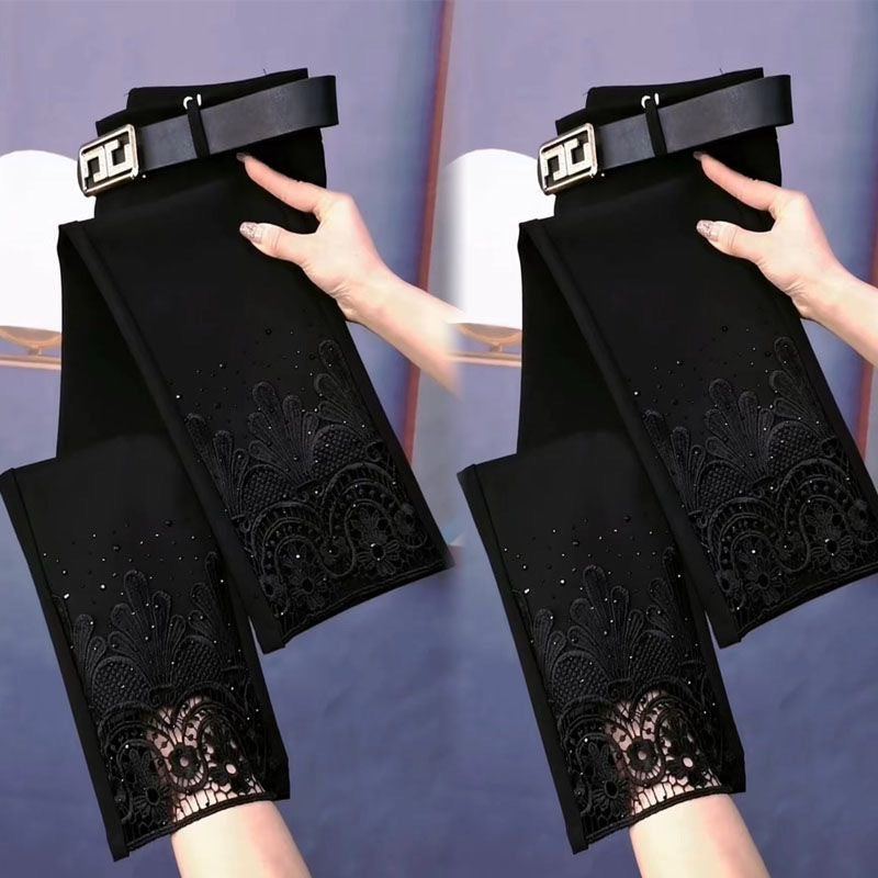 Black lace stretch comfortable pants