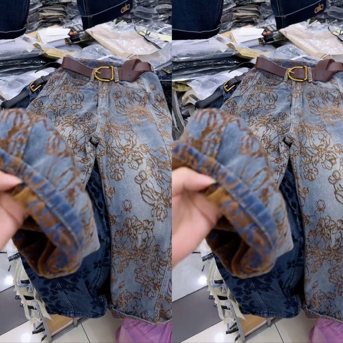 Printed loose-fitting comfortable jeans