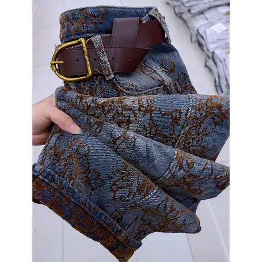 Printed loose-fitting comfortable jeans