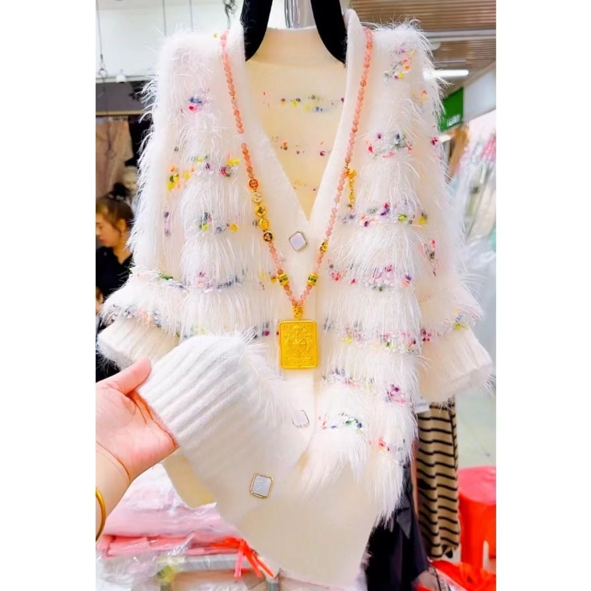 Women's faux mink fur cardigan