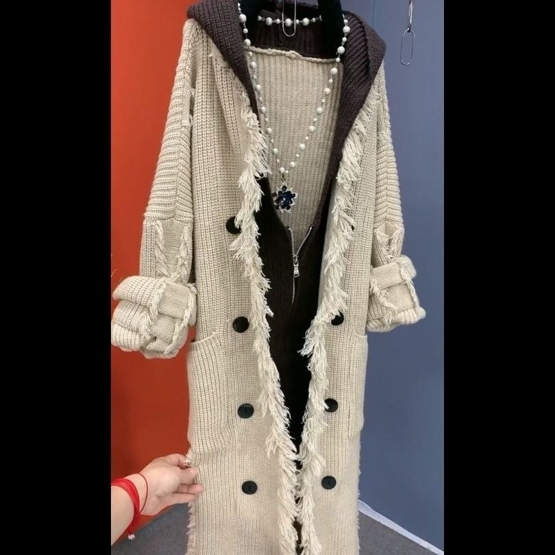 Autumn and winter thick hooded cardigan