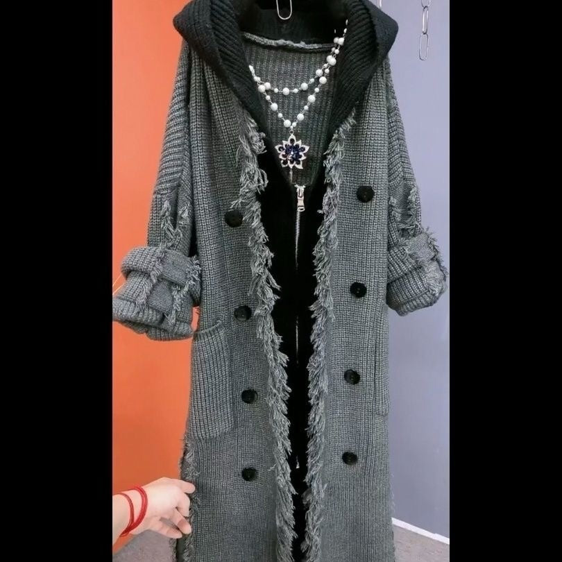Autumn and winter thick hooded cardigan