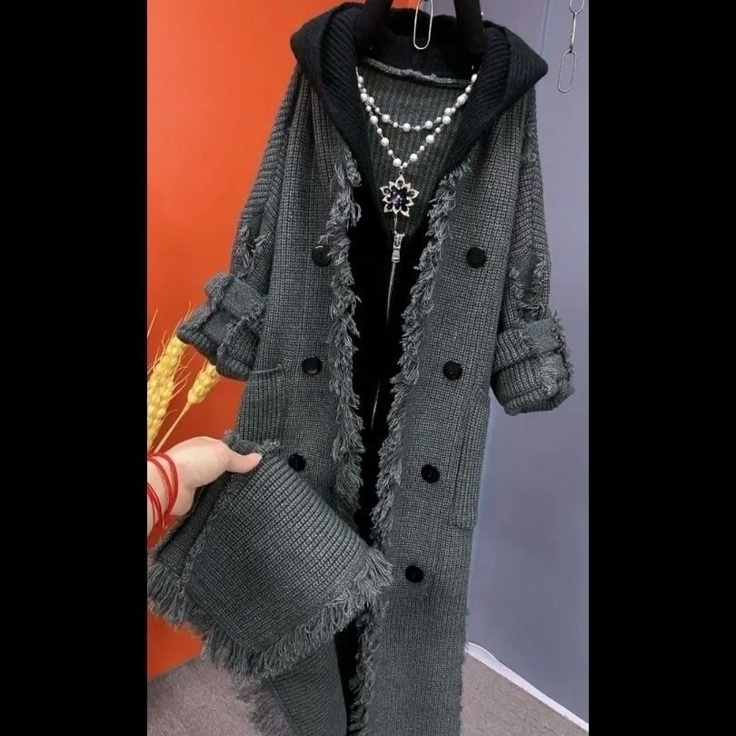Autumn and winter thick hooded cardigan