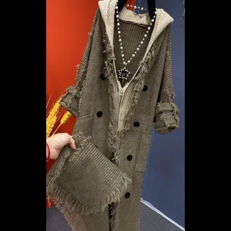 Autumn and winter thick hooded cardigan