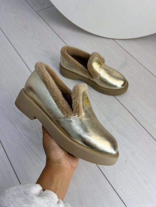 Women's Soft Leather Fleece-Lined Slip-On Winter Shoes