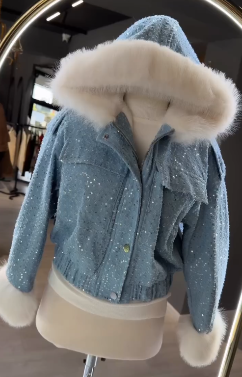 Women's sequined warm coat