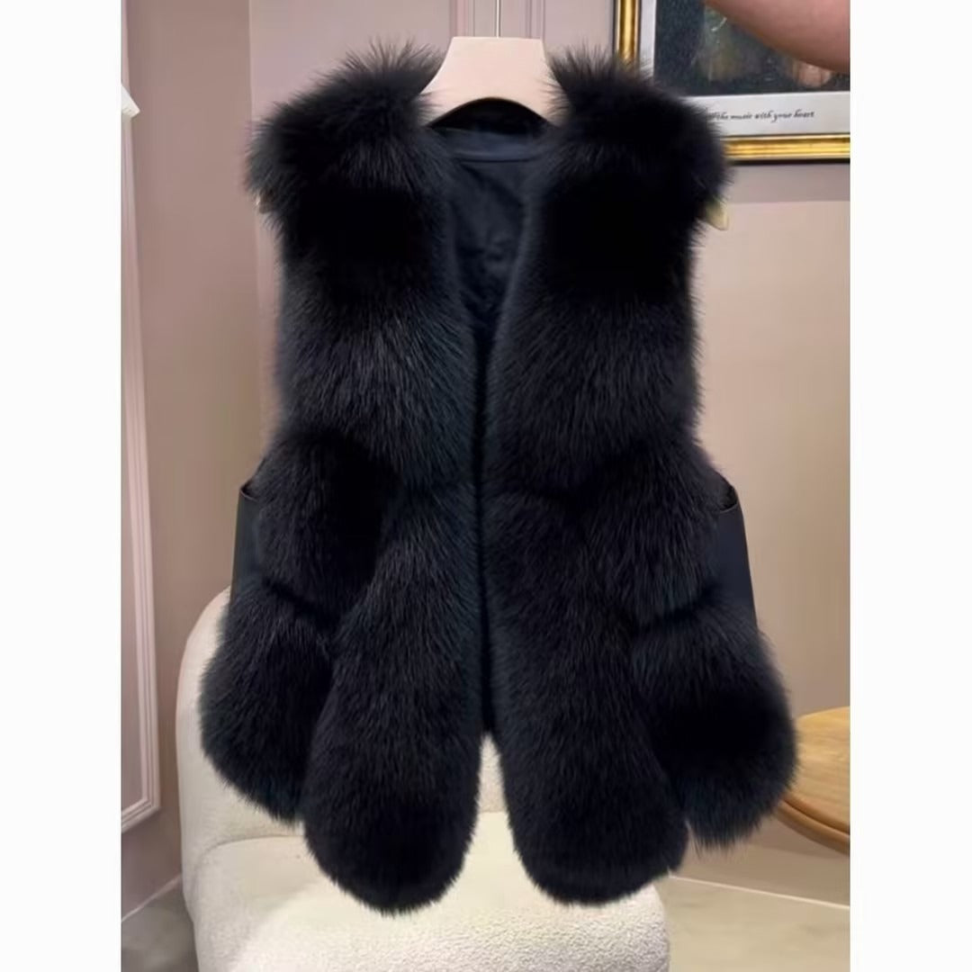 Women's faux fur puff vest