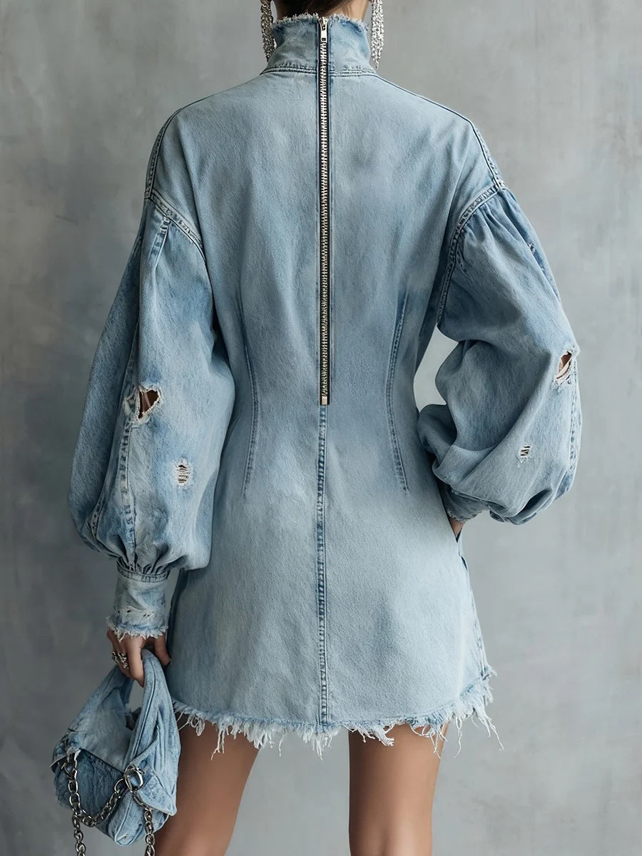Women's ripped denim dress