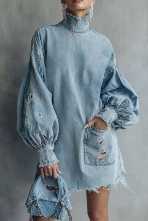 Women's ripped denim dress
