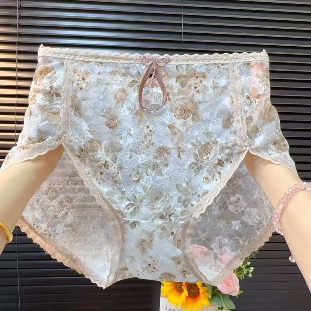 Women's floral lace mesh panties