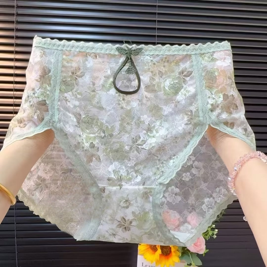 Women's floral lace mesh panties