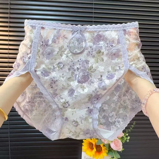 Women's floral lace mesh panties