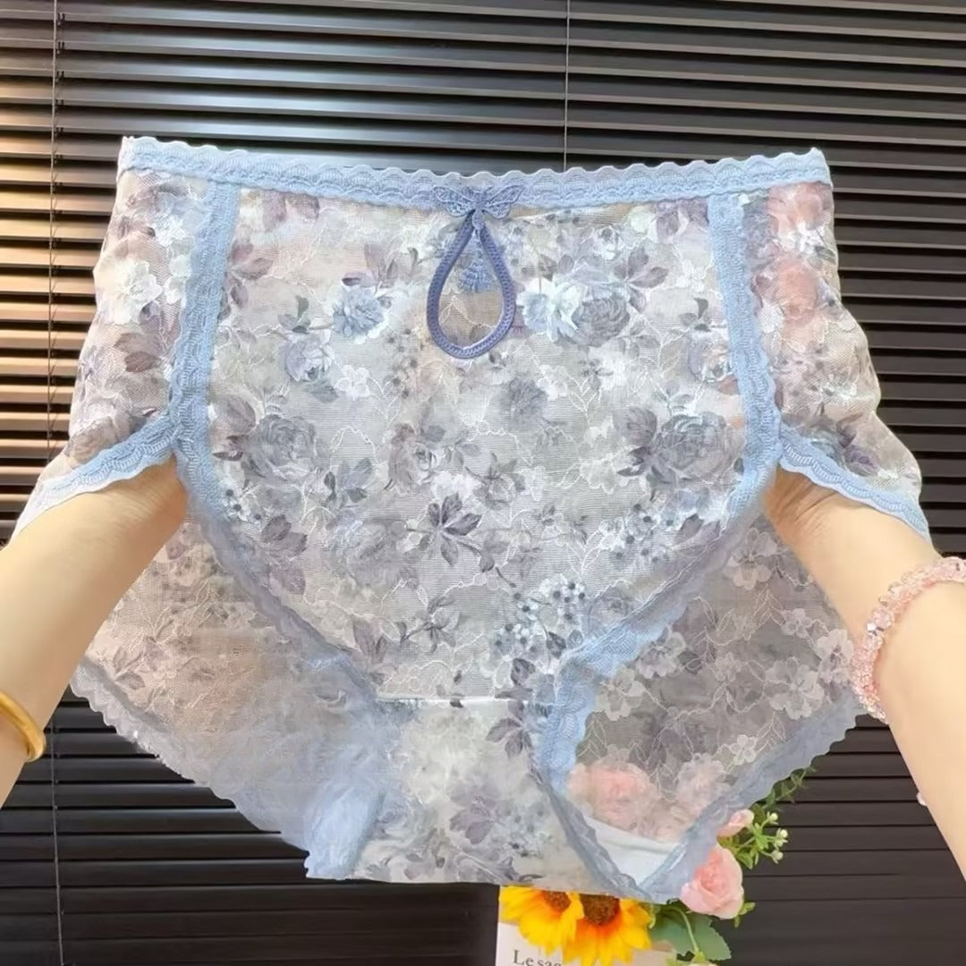 Women's floral lace mesh panties