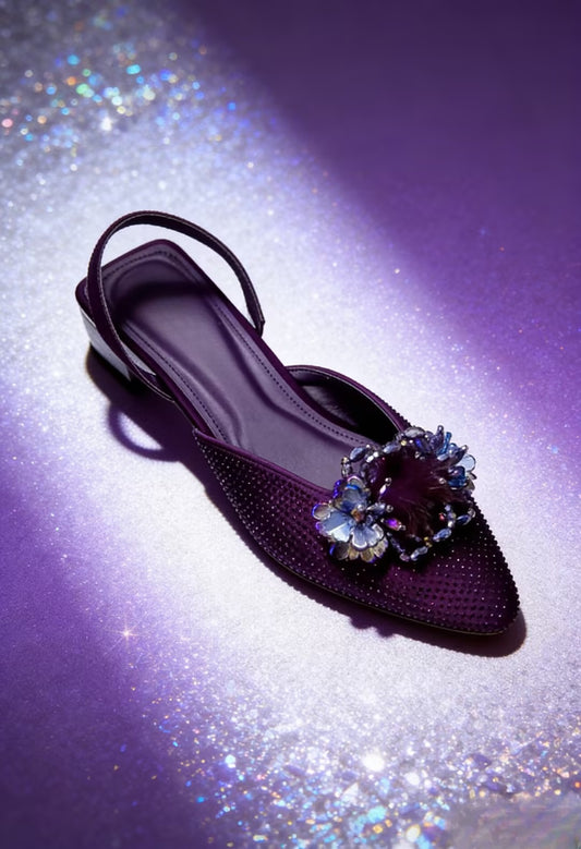 Women's purple rhinestone sandals