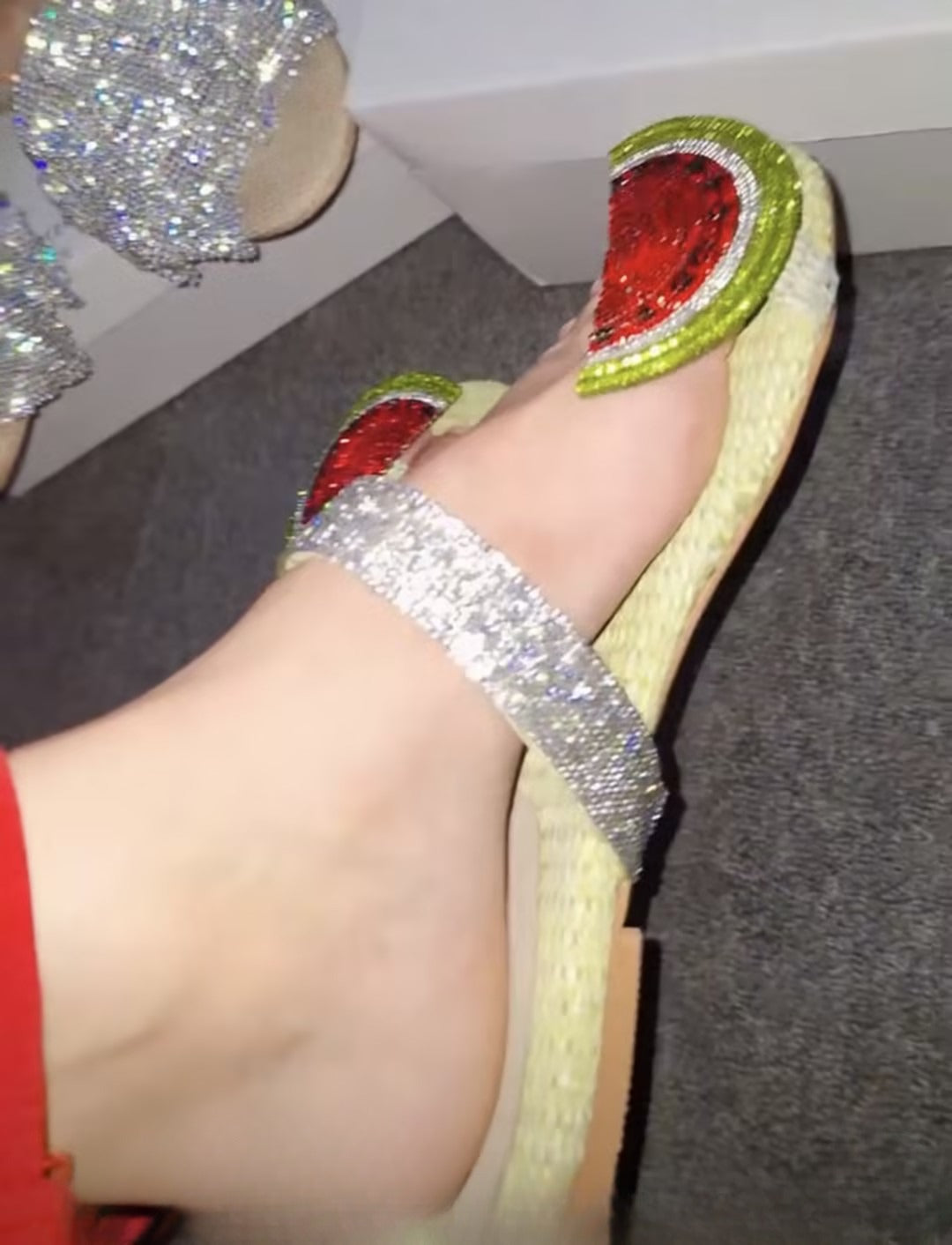Women's Watermelon Rhinestone Slippers