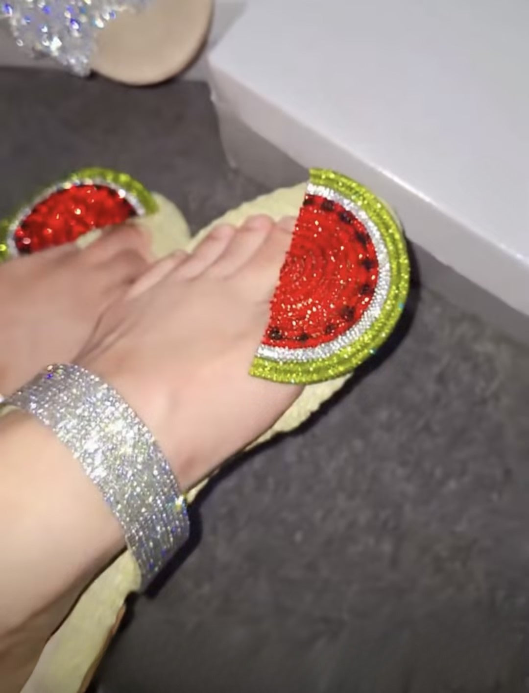 Women's Watermelon Rhinestone Slippers