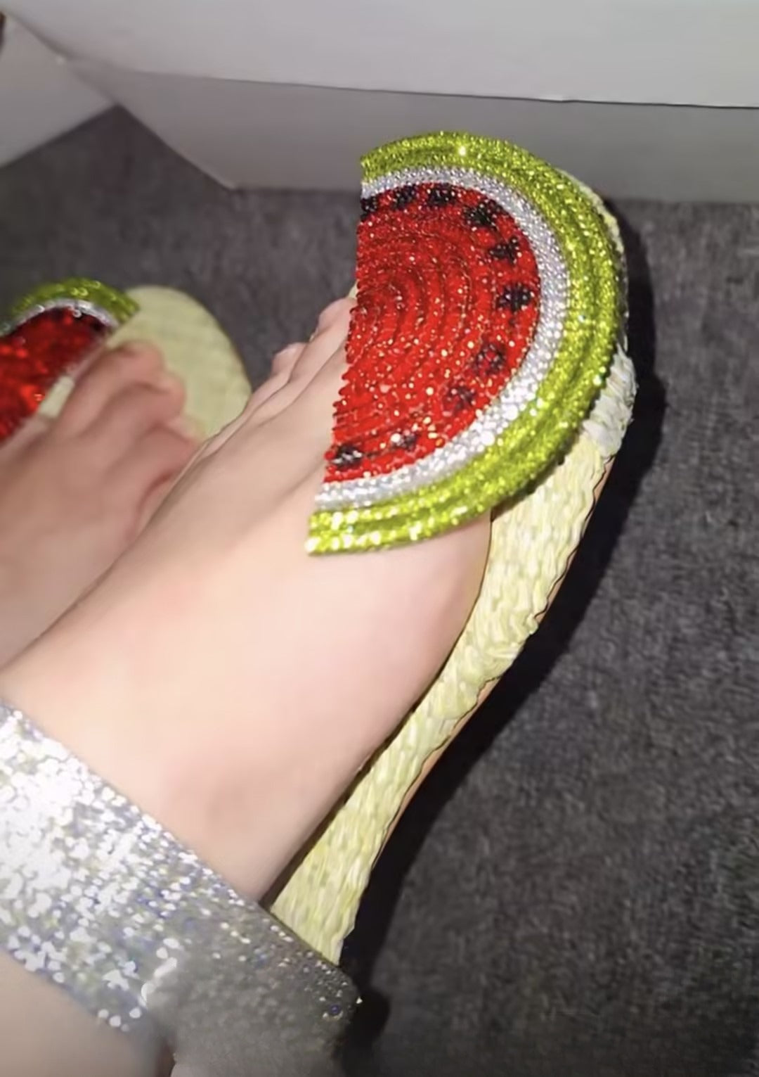 Women's Watermelon Rhinestone Slippers