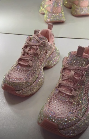 Women's Pink Rhinestone Sneakers
