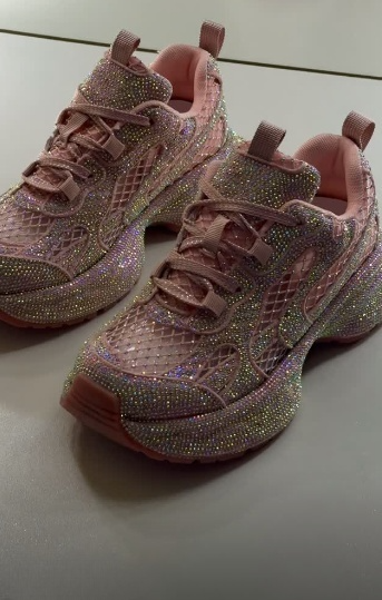Women's Pink Rhinestone Sneakers