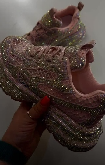 Women's Pink Rhinestone Sneakers