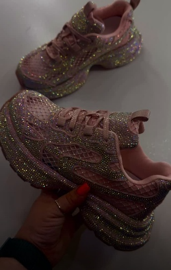 Women's Pink Rhinestone Sneakers