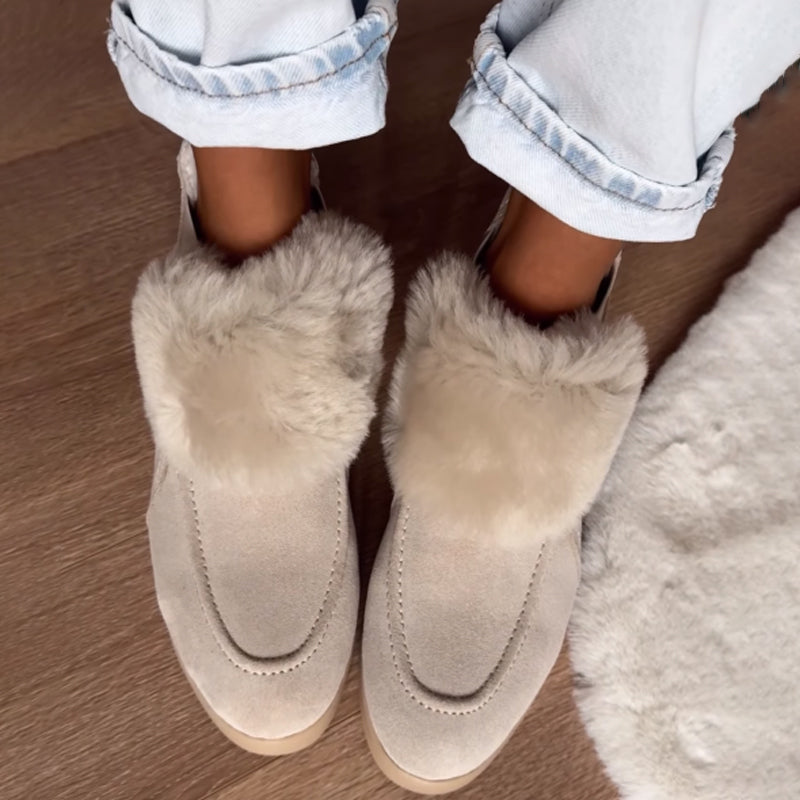 Fur Winter Loafers Flat-soled Snow Boots