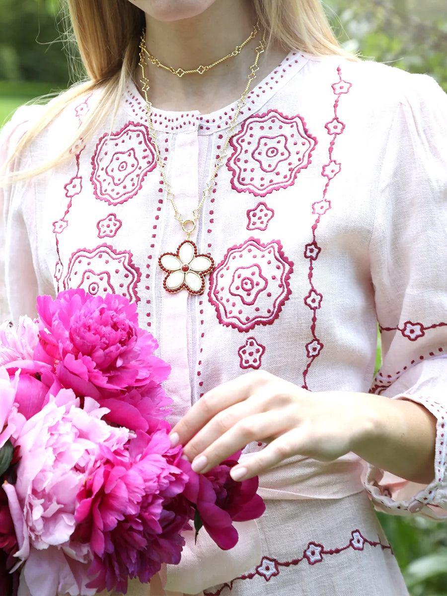 Floral Embroidery Belted Maxi Dress
