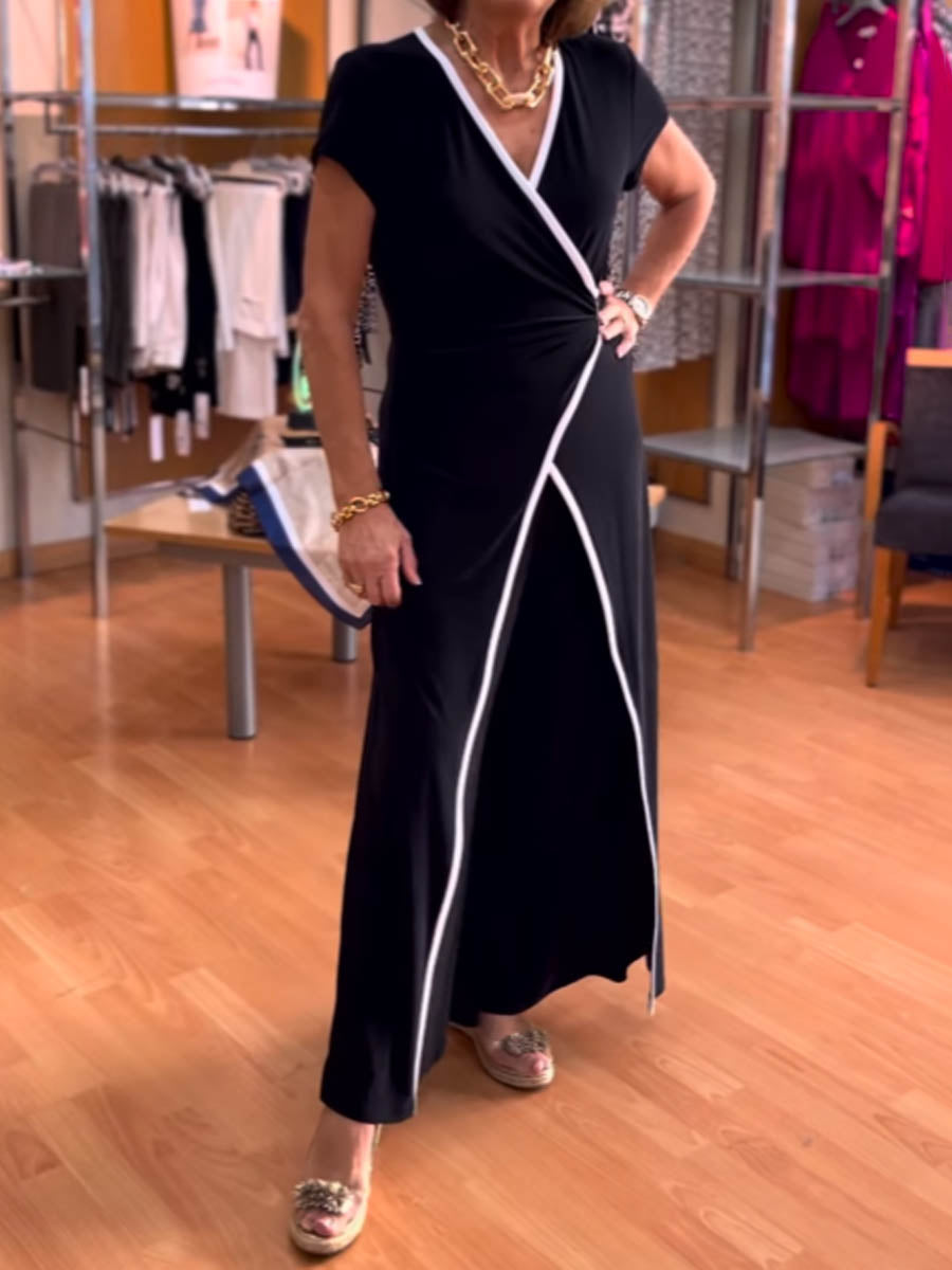 Elegant V Neck Wrap Jumpsuit