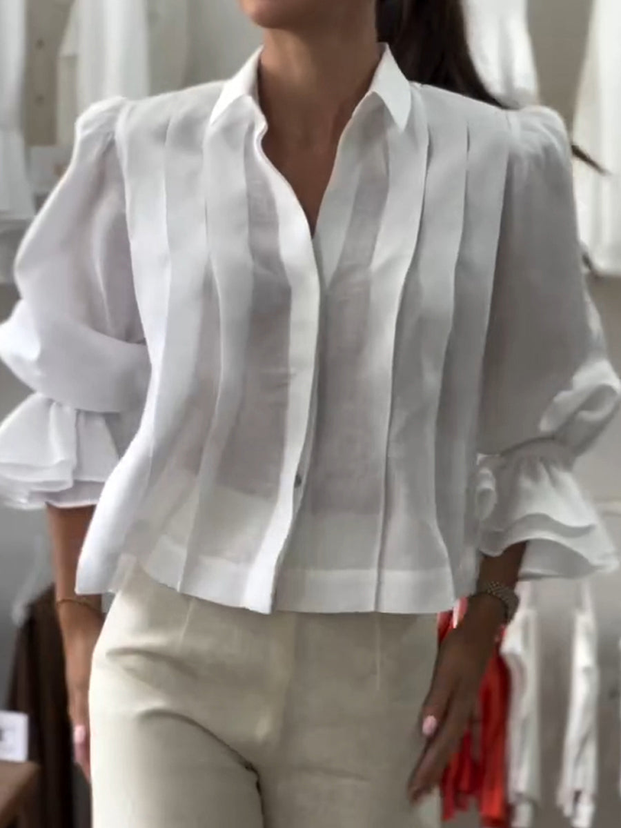 Puff Sleeve Pleated Blouse