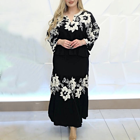 Chic Floral V-neck Two-piece Set