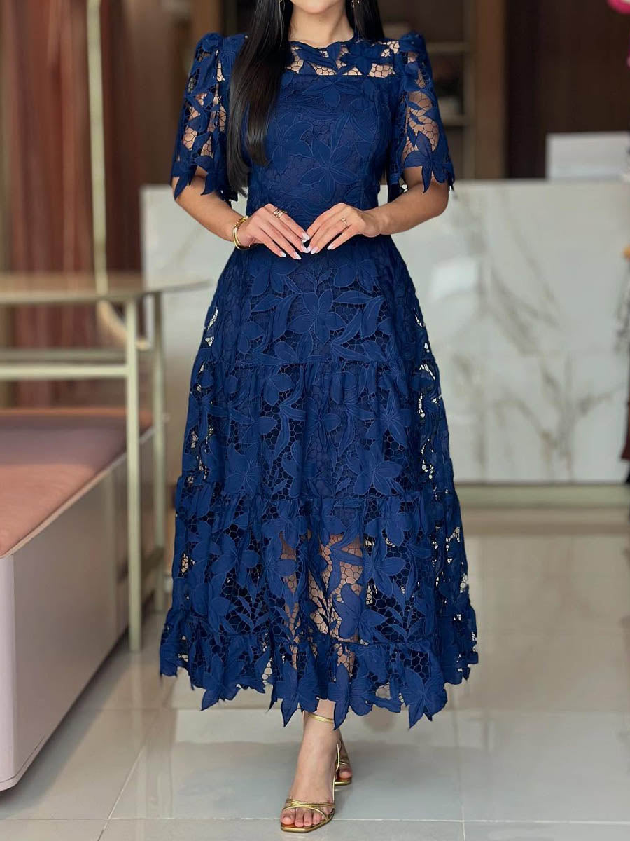 Elegant Lace See-through Half Sleeves Dress